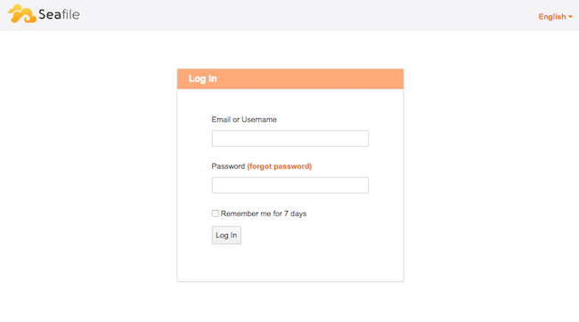 Seafile login prompt