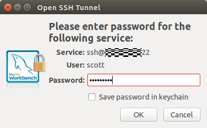 The **SSH** password dialog