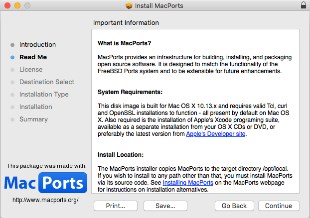Begin MacPort install.