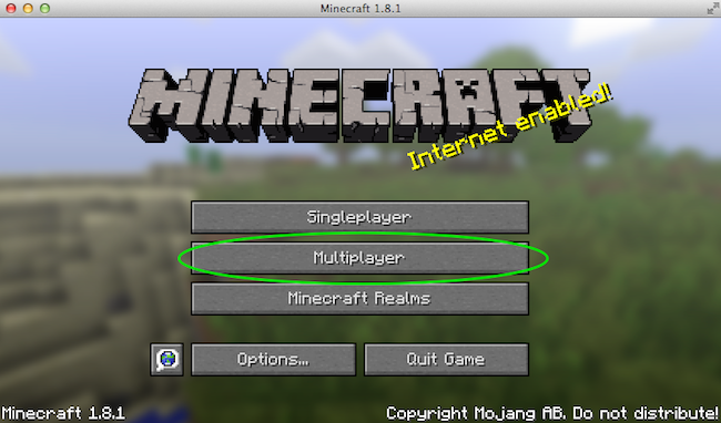 Minecraft Launch Menu.