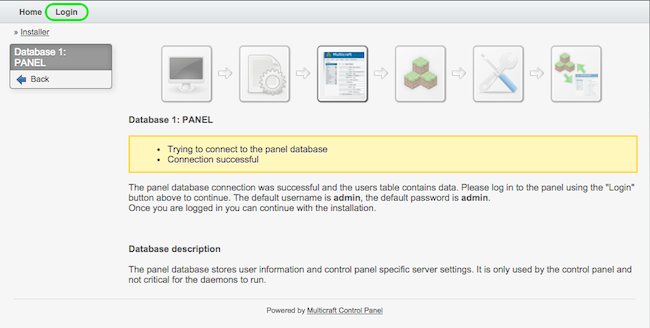 Multicraft Panel Database Connection.