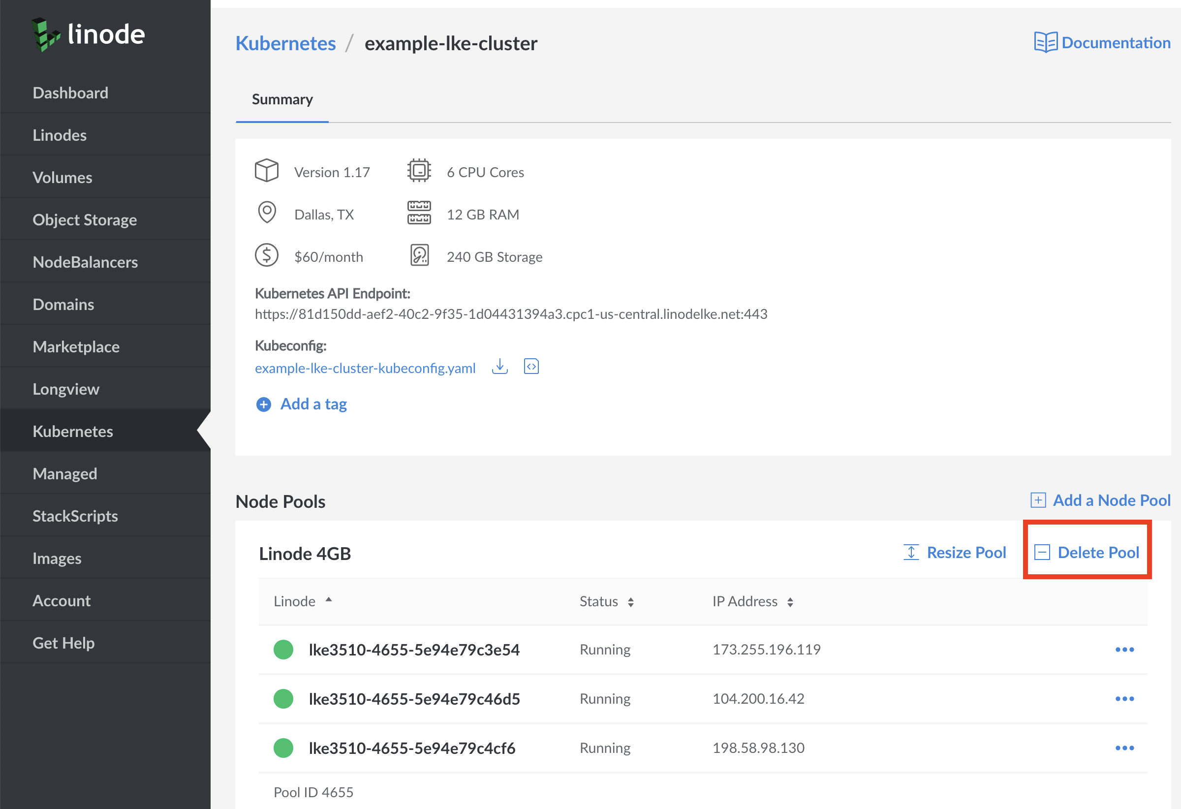 Delete your cluster's node pool