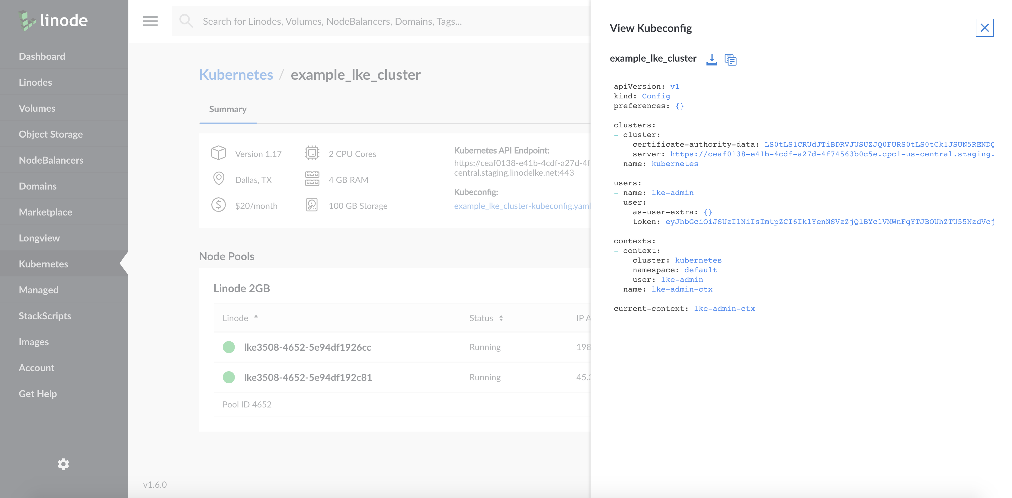 View the contents of your kubeconfig file