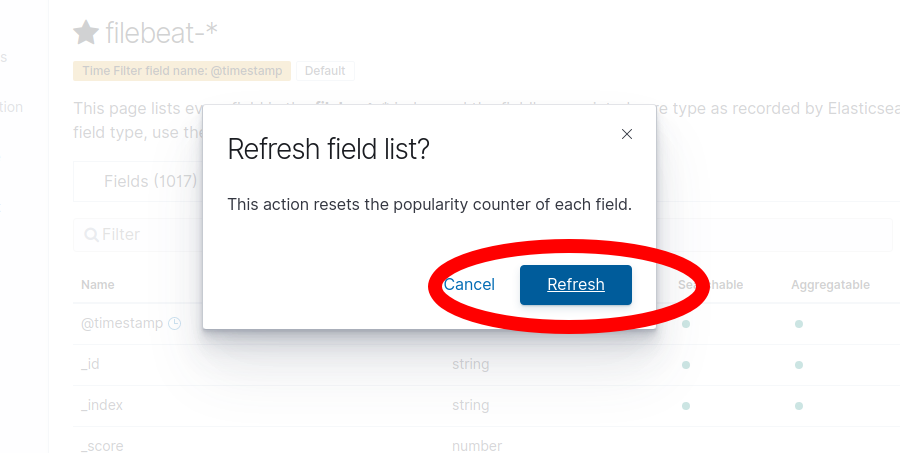 Kibana Refresh Fields Confirm