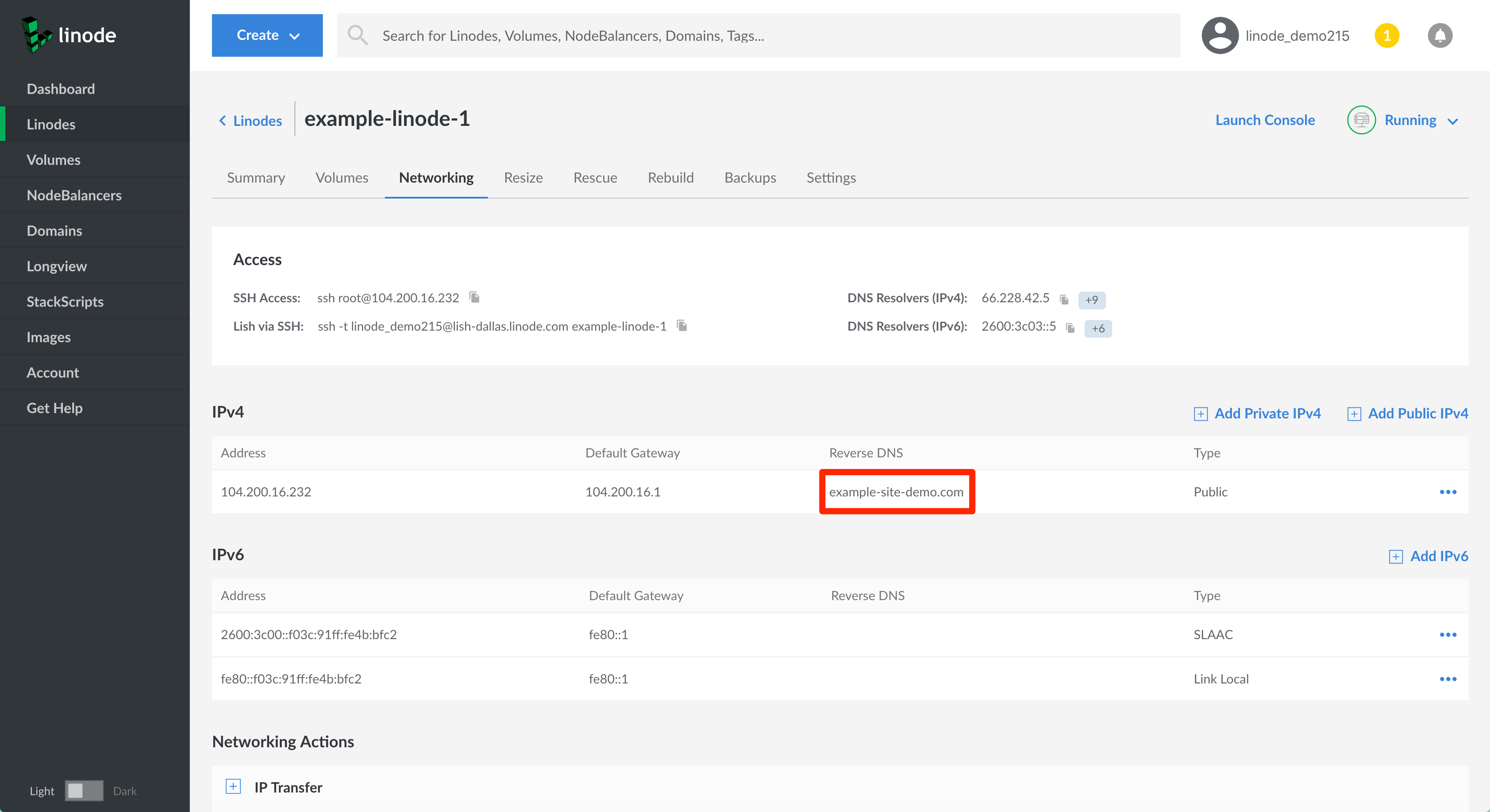 Selecting reverse DNS