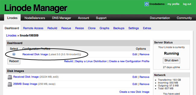 Selecting the configuration profile