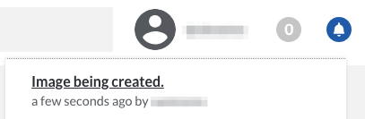 Image creation status under the bell notifications.