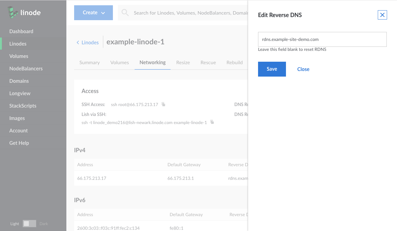 Adding the domain name for reverse DNS