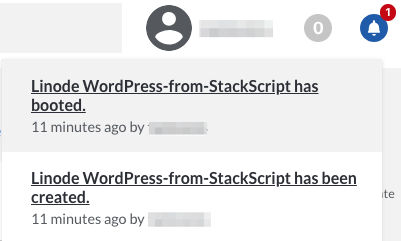 Bell notification of new Linode creation.