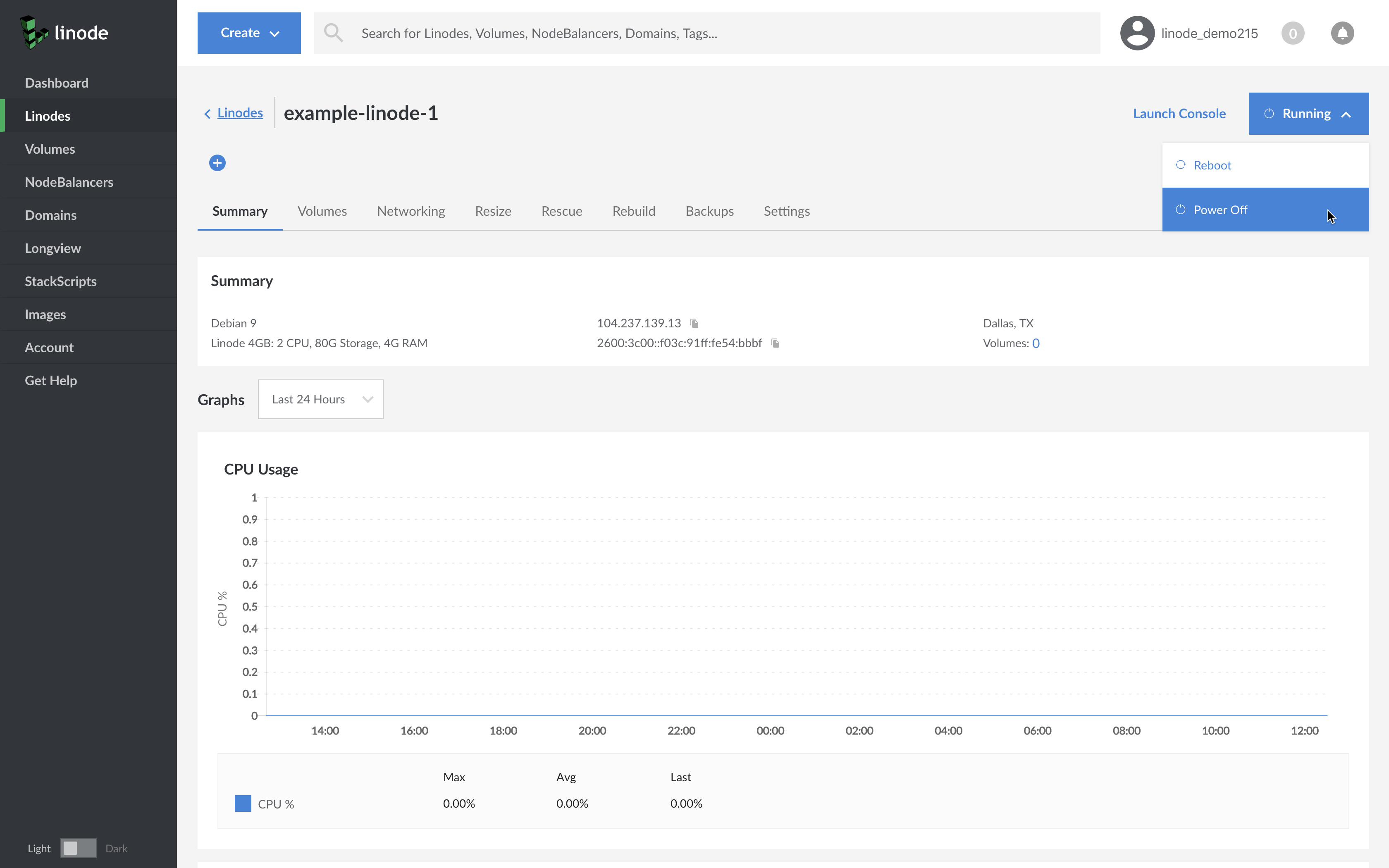 Power off Linode