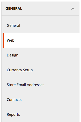 Select "Web" from the "General" menu.