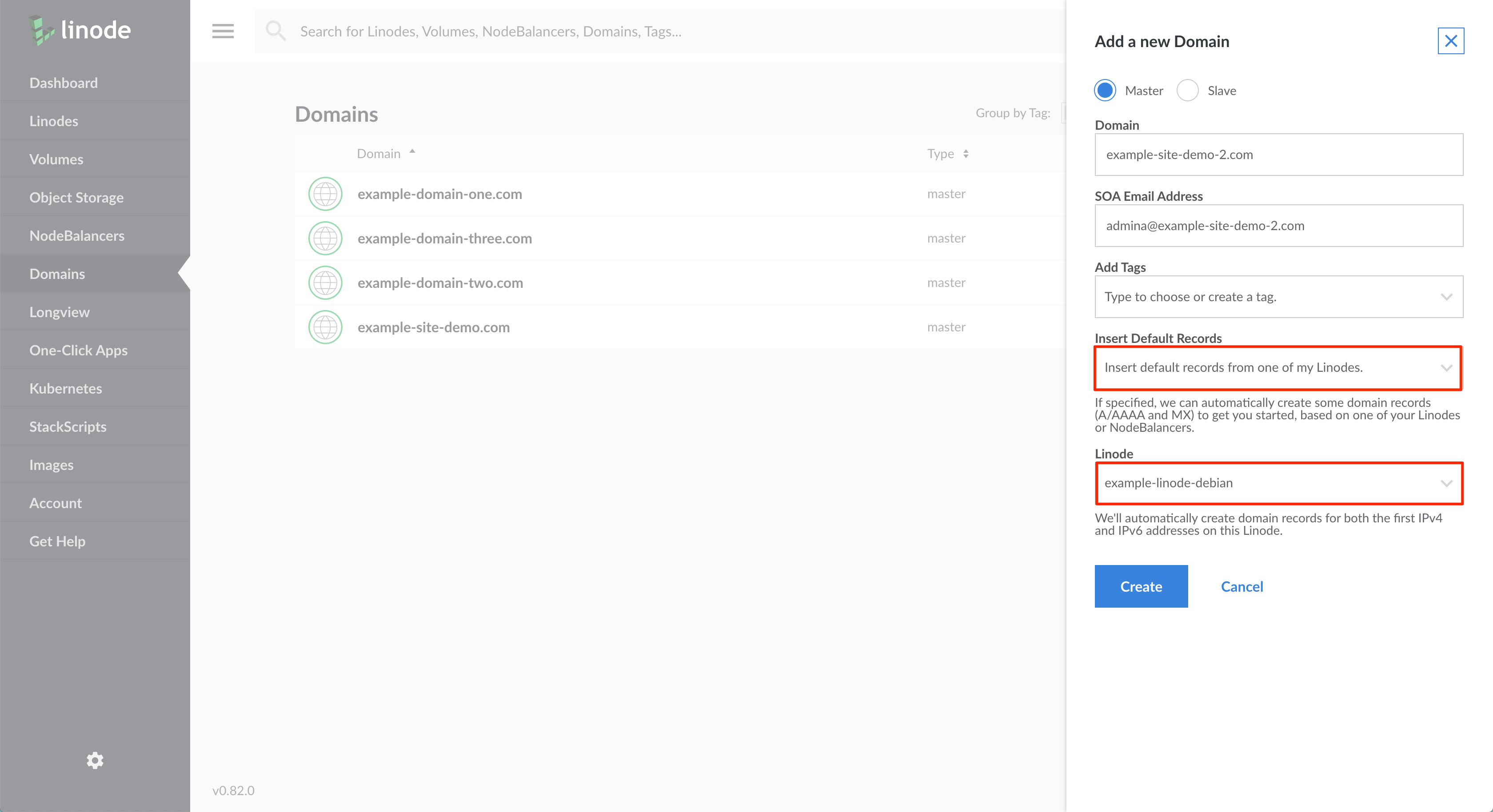 Create default DNS records when adding a new domain.